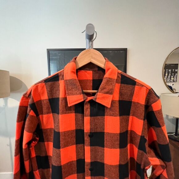 NWOT Unis NYC - "Rocky" Buffalo Plaid Shirt Jacket Medium - Orange - Picture 4 of 6